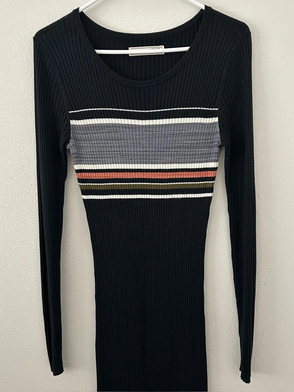 Abercrombie & Fitch Ribbed Striped Maxi Sweater Dress Womens M Bodycon 90s Y2K